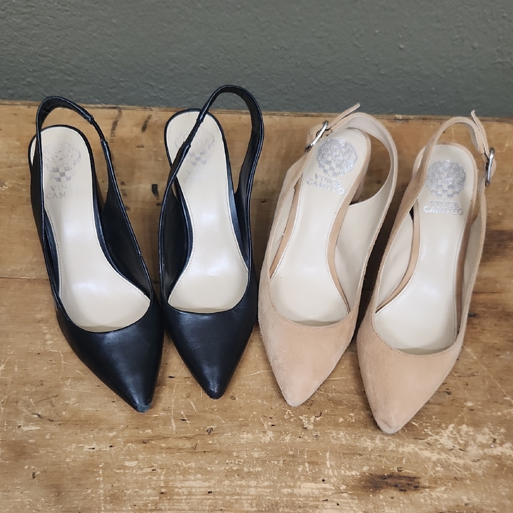 Black and Tan Women's Slingback Heels